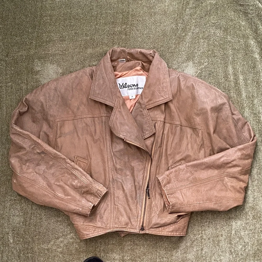 Wilsons Leather Cropped Dusty Rose Leather Jacket - Women's - Picture 2 of 4